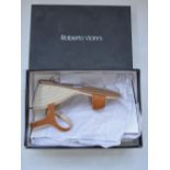 A pair of Roberto Vianni ladies suede cross strapped sandals, UK size 6 in barely worn condition