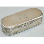 Victorian hallmarked silver rounded rectangular snuff box, all over engine turned with vacant