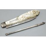 Victorian hallmarked silver mother of pearl handled soft fruit knife, by Hilliard & Thomason,