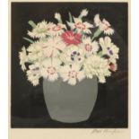 John Hall Thorpe (British 1874-1947); 'Pinks' woodcut in colours, signed in pencil, 18cm x 16cm,