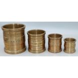 Graduated set of four Bate of London Middlesex Imperial Standard bronze cylindrical measures, Pint