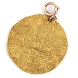 C16th Flemish imitation Edward IV gold ryal (Rose Noble), obv. armoured King in ship above rose,