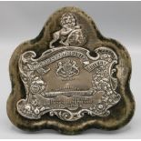 Edward VII hallmarked silver 'Toogood Championship Shield' plaque on velvet easel stand,