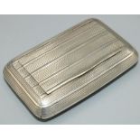 George III hallmarked silver rectangular snuff box, all over with reed banded, gilt interior with