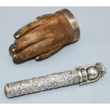 George V hallmarked silver mounted otter paw brooch, initialed B.R by Grey & Co Chester 1921, and an