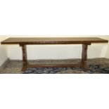 Robert "Mouseman" Thompson of Kilburn - large oak refectory style dining table, the adzed pegged