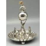 Victorian hallmarked silver Mess table lighter, with ball grenade on three crossed rifle supports