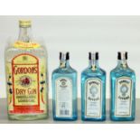 Gordon's Dry Gin Distillery London, Tanqueray Gordon & Co.Ltd. Imported Gin, 47.3%vol 2litres, three
