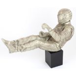 Paul Oz (British Contemporary); Ayrton Senna at Eau Rouge Spa, a 1/5th scale silvered resin model of