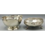 Small Edward VII hallmarked silver Monteith bowl, by Ackroyd Rhodes London 1902, D14cm and a