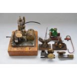 Collection of scratch built gas and steam powered stationary engine models, largest engine gas
