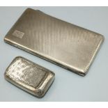 George III hallmarked silver rectangular curved snuff box, hinged lid with bright cut hexagonal