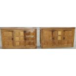 Don Foxman Craven of Boroughbridge - a pair of oak alcove cupboards with adzed top above