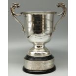 George VI hallmarked silver trophy cup engraved 'Derwent Hunt Challenge Cup. Presented by Charles L.