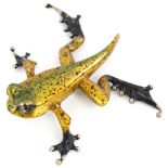 Tim 'Frogman' Cotterill (British b1950-); Bronze model of a frog enamelled in gold and black