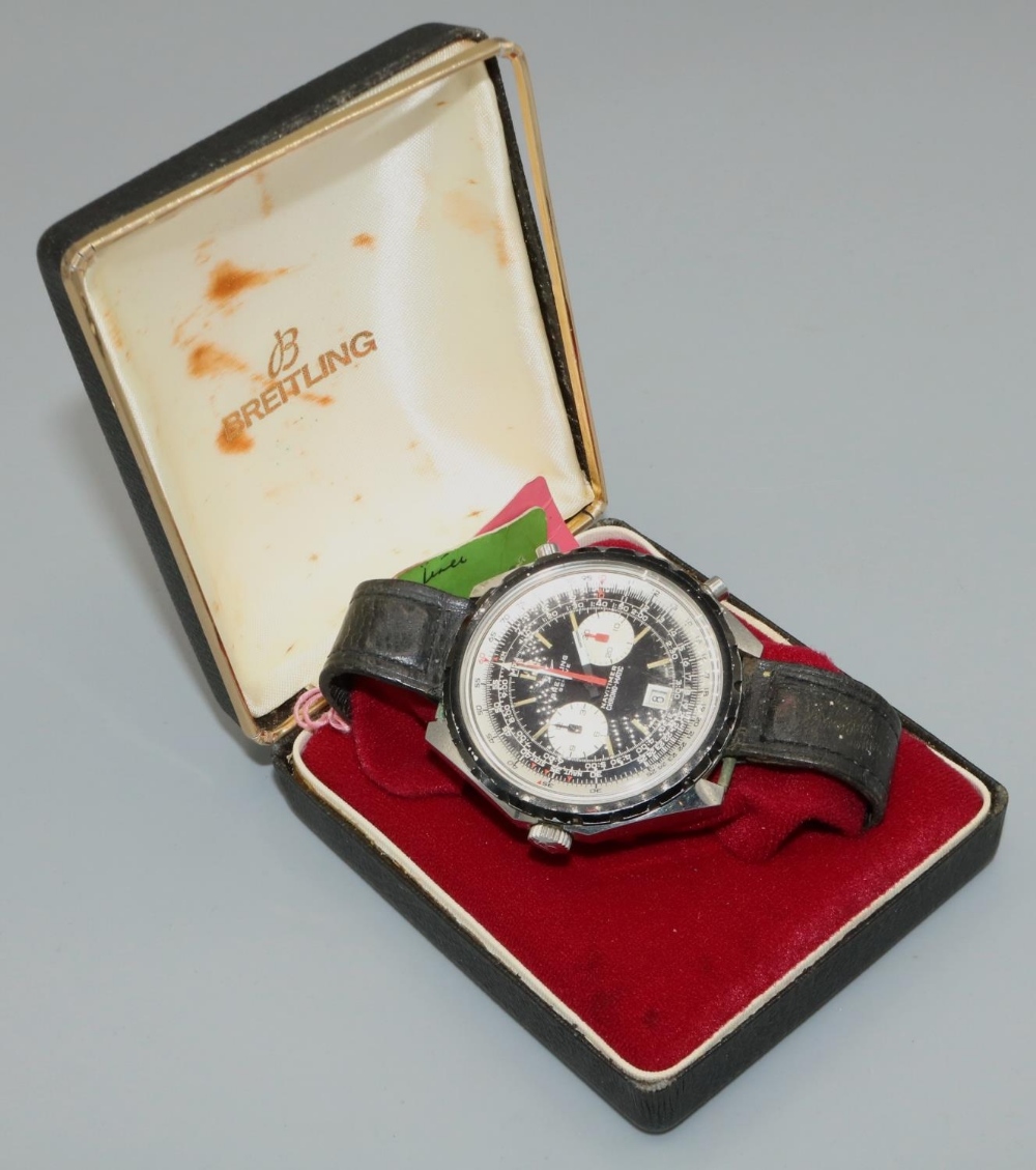 Breitling Navitimer Chrono-Matic stainless steel automatic wristwatch with date, signed black dial - Image 3 of 3
