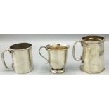 Edward VII hallmarked silver Christening mug, Sheffield 1904, another Birmingham 1908 and a George V