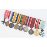 C20th medal group of nine miniatures, WWI through ERII period, incl Geo.V OBE, Greek Order of the
