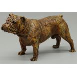 Geschutzt painted bronze model of a standing bulldog, with makers roundal, L13cm
