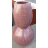 Large 1970s glazed terracotta pottery double gourd shaped floor vase, H95cm