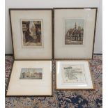 Two etchings by R.Herdman Smith of Salisbury, 39.7cm x 52.4cm, print of Bootham Bar York by Claude H