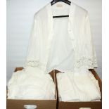 Vintage ladies white linen under garments nightdresses, shirts etc (2 boxes)