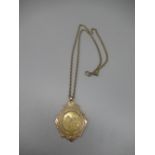 9ct yellow gold pendant presented by Hickleton Main colliery to W. Fletcher for services in the