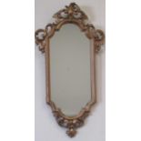 Victorian wall mirror, shaped rectangular plate in giltwood and gesso C-scroll frame, H67cm