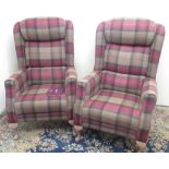 Pair of HSL Carlton Petite Leg chairs, upholstered in Moon Solway Check Heather, on Ash Grey legs,