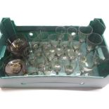 Collection of 1970s Willow Green drinking glasses to include wine, port, lemonade & liquors and