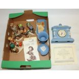 Wedgwood Danbury Mint blue jasperware Bicentenary Limited Edition mantle clock H16cm, three other