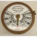 Brass engine room telegraph, by A Robinson & Co Ltd, Liverpool & Glasgow, circular white enamel dial