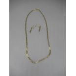 9ct yellow gold paperclip chain necklace, L46.5, and drop earrings, stamped 375, 3.8g