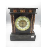 J.B. Yabsley, 72 Ludgate Hill, London - late C19th French slate and rouge marble mantle timepiece,