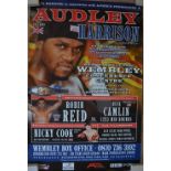 Five original boxing promotional posters to include Lennox Lewis vs Oliver McCall, Audley