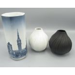 Pair of Rosenthal studio line 'Onion' vases designed by Martin Freyer, and a Royal Copenhagen