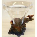 Late C20th Daum art glass vase 'Grand Modèle' #03521, pâte de verre naturalistically modelled base
