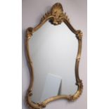C20th gilt framed mirror, with shell cresting W76cm H108.5cm