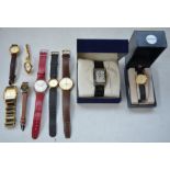 Mappin & Webb gold plated quartz wristwatch and 8 other quartz wrist watches to include Swatch,