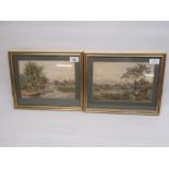 W Wilde pair of early C19th watercolours depicting riverside scenes one with angla W24cm X H16cm