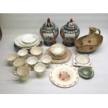 Large collection of ceramics incl. 2 C20th oriental lidded pots, partial Colclough china tea set,