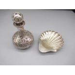 Geo.V hallmarked silver shell dish, makers mark worn, Birmingham, 1918, 1.93ozt, and a Victorian