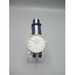 Simon Gregson Collection - Jacob Ekland gold plated quartz wristwatch on NATO strap, signed white