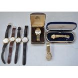 Late 1950's Osco Dorat hand wound wristwatch with date, 6x other hand wound wrist watches to include