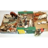 Beswick figures, including Rearing Bay Horse and Rider No. 868, H23cm, four foxes, max. H13cm, three