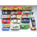 Collection of mostly Jaguar tin plate and plastic car models incl. 2 Lendulet Auto tinplate friction