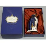 Royal Crown Derby porcelain paperweight: Rockhopper Penguin, gold stopper, with box, H11cm
