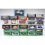 Collection of 28 1/43 scale diecast model vehicles from various manufacturers to include Top