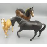 Three Beswick Horses, Shire Mare Model No818 H21cm, Black Beauty Model No2466 H18.5cm and Palomino
