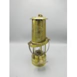 Brass Cambrian no. 13360 miners lamp, H approx. 33cm